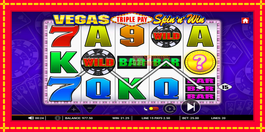 Vegas Triple Pay Spin n Win mesin slot dengan animasi cerah, gambar 2