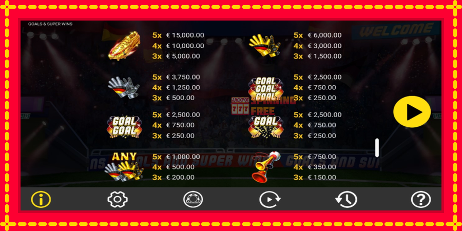 Goals & Super Wins mesin slot dengan animasi cerah, gambar 5