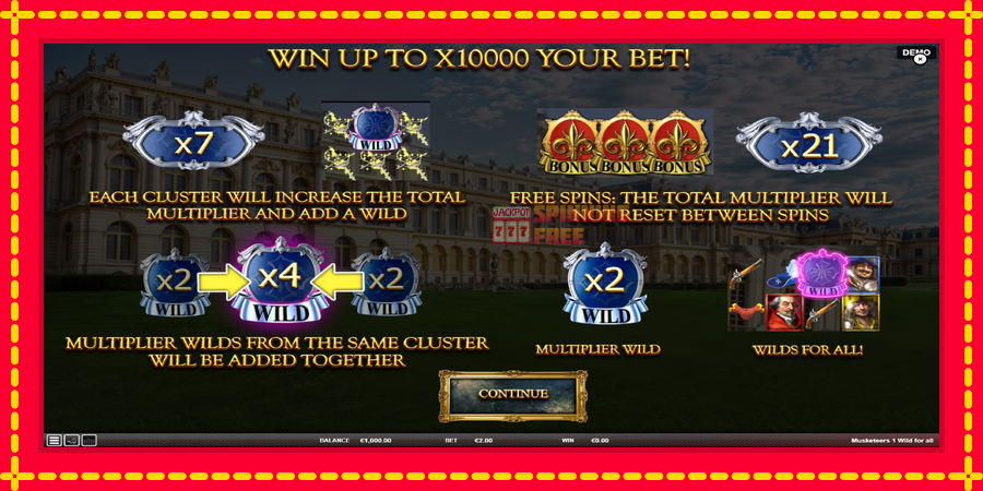 Musketeers 1 Wild for All mesin slot dengan animasi cerah, gambar 1