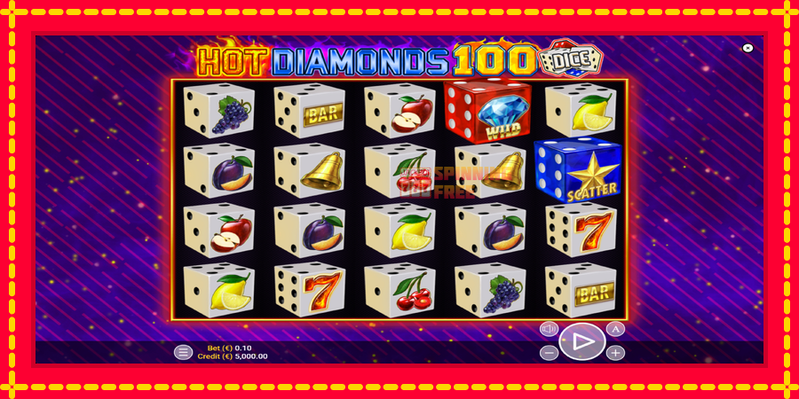 Hot Diamonds 100 Dice mesin slot dengan animasi cerah, gambar 1