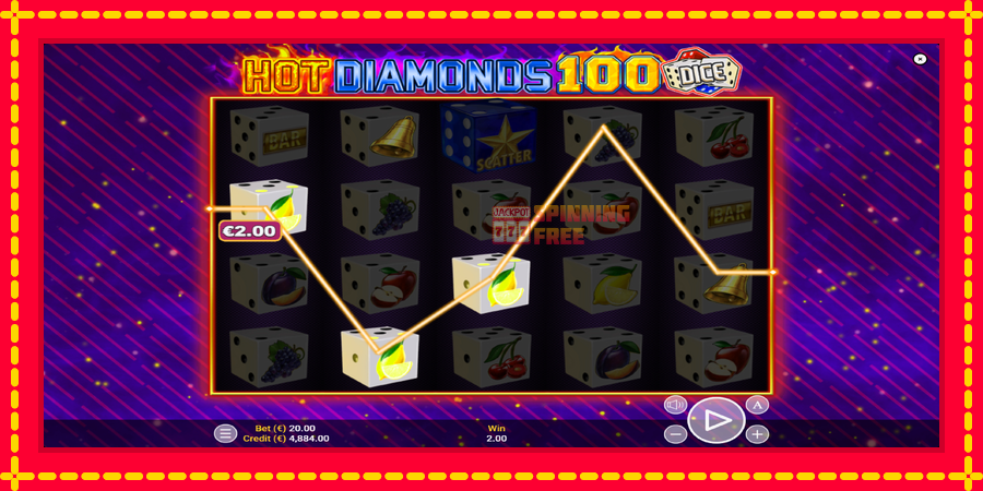 Hot Diamonds 100 Dice mesin slot dengan animasi cerah, gambar 3