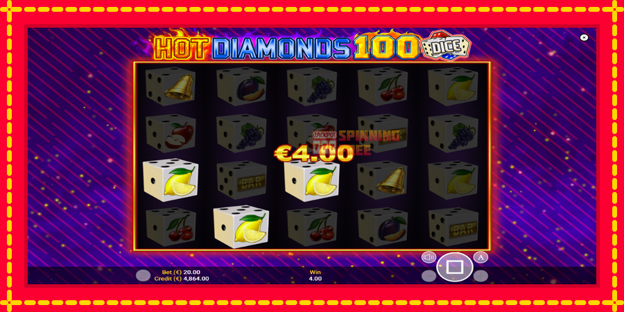 Hot Diamonds 100 Dice mesin slot dengan animasi cerah, gambar 4