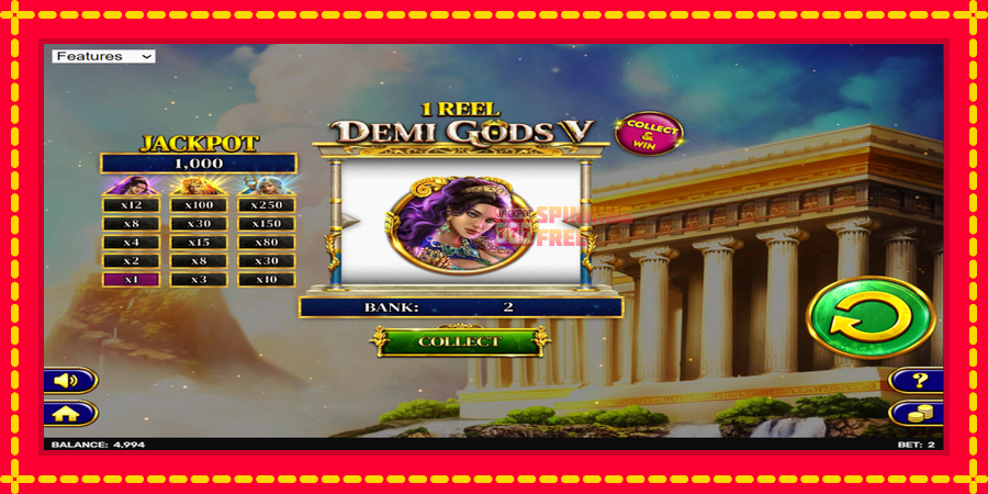 1 Reel - Demi Gods V mesin slot dengan animasi cerah, gambar 3