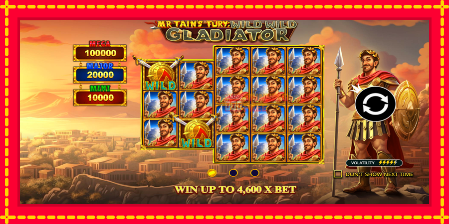 Mr Tains Fury: Wild Wild Gladiator mesin slot dengan animasi cerah, gambar 1