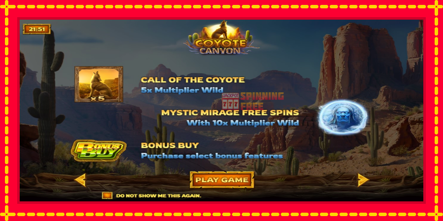 Coyote Canyon mesin slot dengan animasi cerah, gambar 1