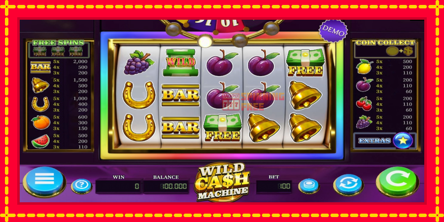 Wild Cash Machine mesin slot dengan animasi cerah, gambar 1