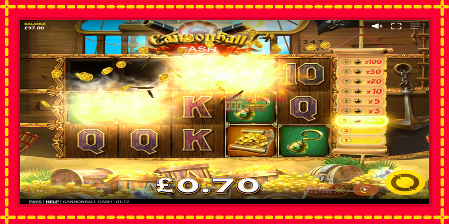 Cannonball Cash mesin slot dengan animasi cerah, gambar 3