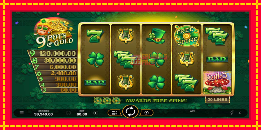 9 Pots of Gold Land & Win mesin slot dengan animasi cerah, gambar 2