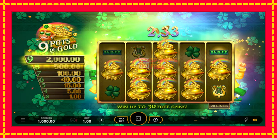 9 Pots of Gold Land & Win mesin slot dengan animasi cerah, gambar 5