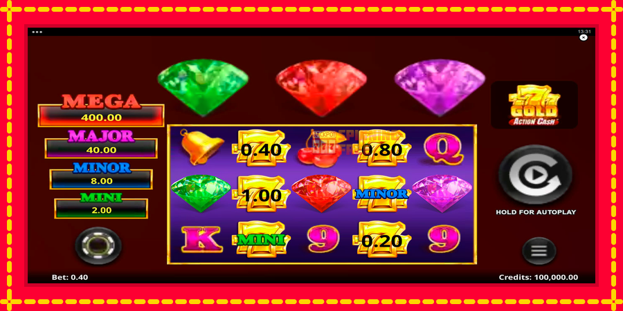 777 Gold Action Cash mesin slot dengan animasi cerah, gambar 1