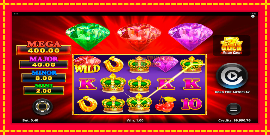 777 Gold Action Cash mesin slot dengan animasi cerah, gambar 4