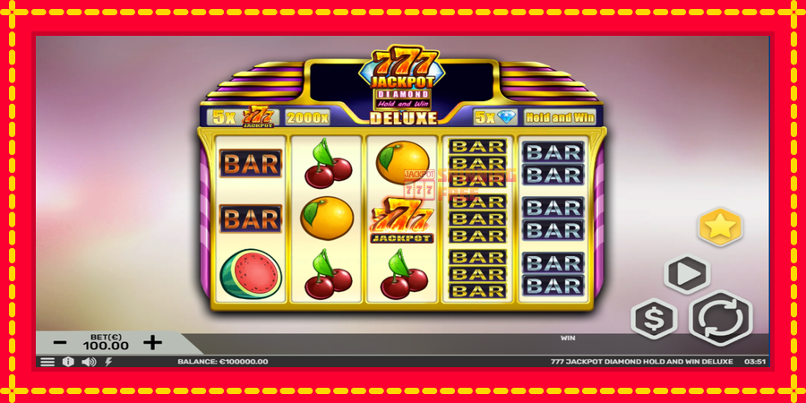 777 Jackpot Diamond Hold and Win Deluxe mesin slot dengan animasi cerah, gambar 2