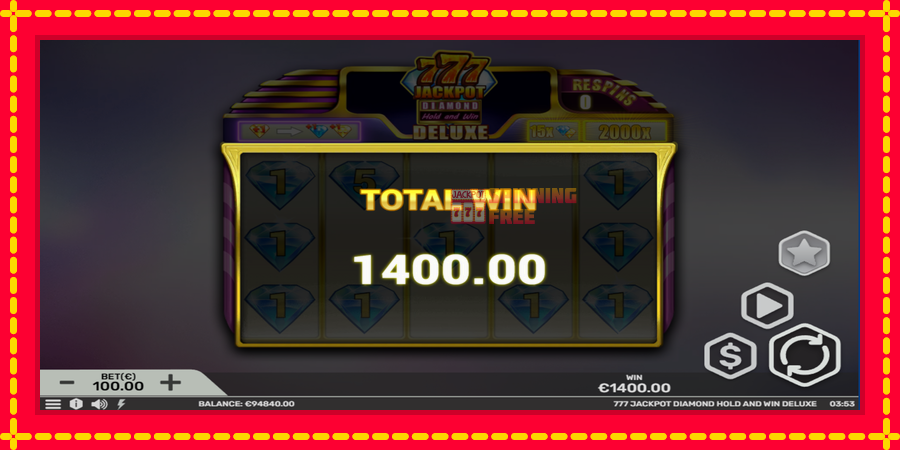 777 Jackpot Diamond Hold and Win Deluxe mesin slot dengan animasi cerah, gambar 5