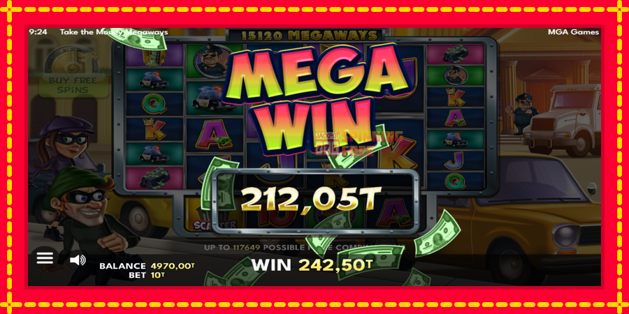 Take the Money Megaways mesin slot dengan animasi cerah, gambar 5