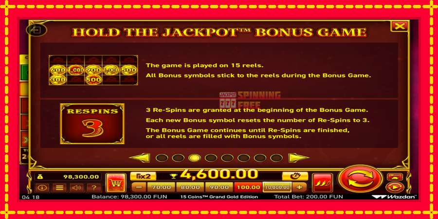 15 Coins Grand Gold Edition Score The Jackpot mesin slot dengan animasi cerah, gambar 5