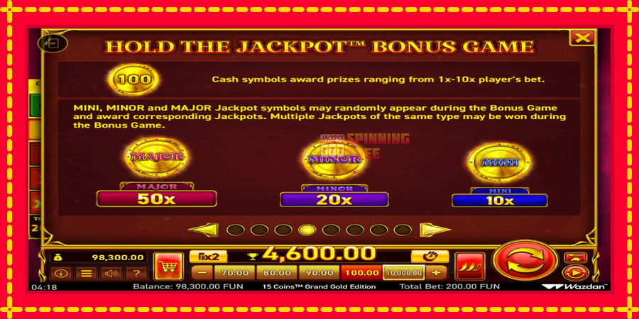 15 Coins Grand Gold Edition Score The Jackpot mesin slot dengan animasi cerah, gambar 6