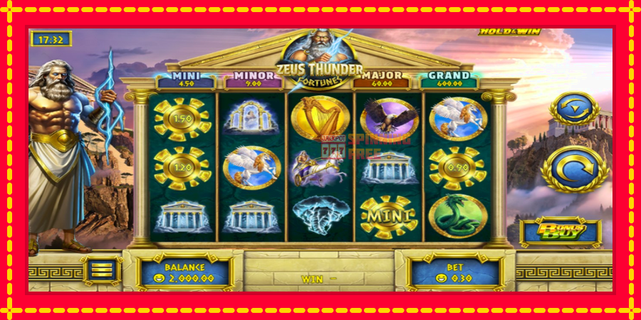 Zeus Thunder Fortunes mesin slot dengan animasi cerah, gambar 1