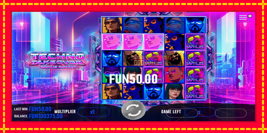 Techno Takeover mesin slot dengan animasi cerah, gambar 3