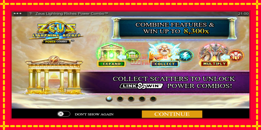 Zeus Lightning Riches Power Combo mesin slot dengan animasi cerah, gambar 1