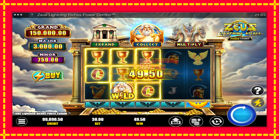 Zeus Lightning Riches Power Combo mesin slot dengan animasi cerah, gambar 4