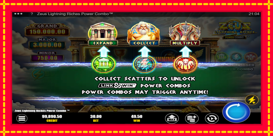 Zeus Lightning Riches Power Combo mesin slot dengan animasi cerah, gambar 5