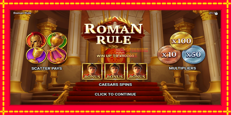 Roman Rule mesin slot dengan animasi cerah, gambar 1