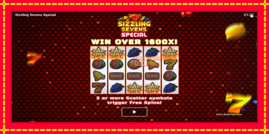 Sizzling Sevens Special mesin slot dengan animasi cerah, gambar 1