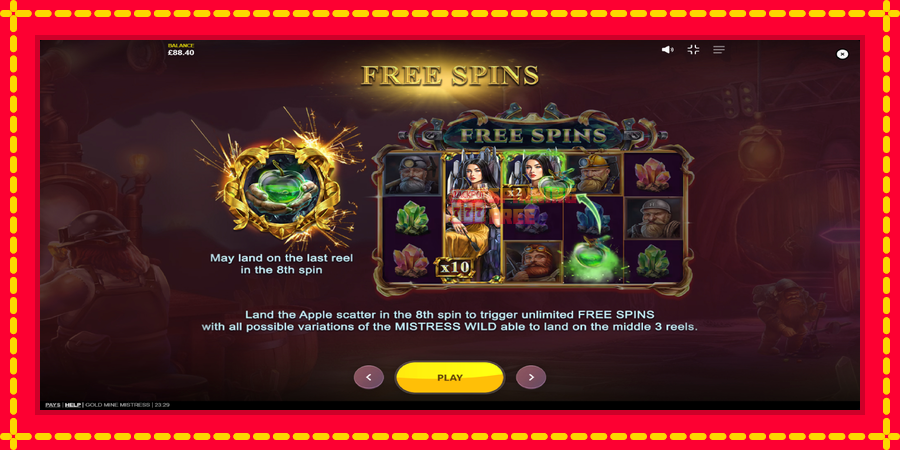 Gold Mine Mistress mesin slot dengan animasi cerah, gambar 5