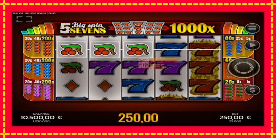 Big Spin Sevens mesin slot dengan animasi cerah, gambar 2