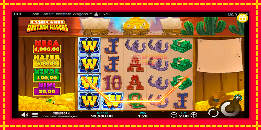 Cash Carts Western Wagons mesin slot dengan animasi cerah, gambar 4