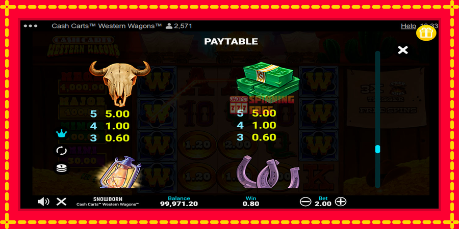 Cash Carts Western Wagons mesin slot dengan animasi cerah, gambar 6