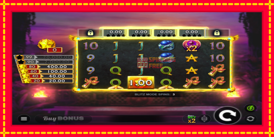 Ramses Blitz Hold and Win mesin slot dengan animasi cerah, gambar 3