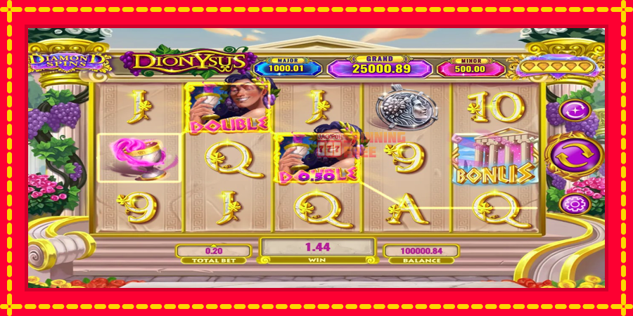 Diamond Spins Dionysus mesin slot dengan animasi cerah, gambar 2