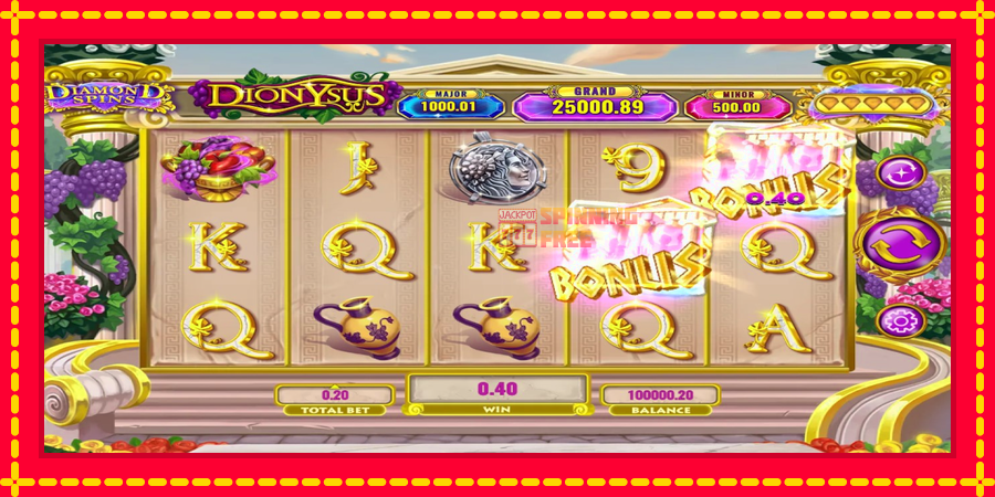 Diamond Spins Dionysus mesin slot dengan animasi cerah, gambar 4