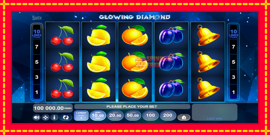 Glowing Diamond mesin slot dengan animasi cerah, gambar 1