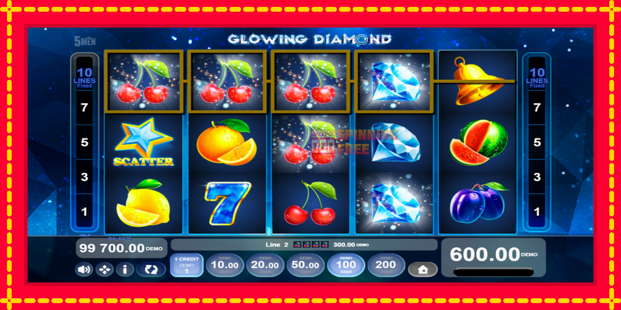 Glowing Diamond mesin slot dengan animasi cerah, gambar 3