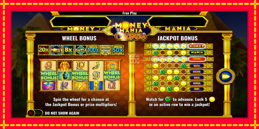 Money Mania Cleopatra mesin slot dengan animasi cerah, gambar 1