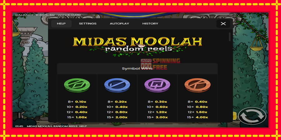 Midas Moolah Random Reels mesin slot dengan animasi cerah, gambar 6