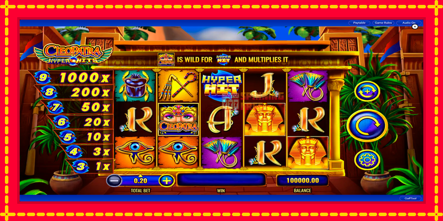 Cleopatra Hyper Hits mesin slot dengan animasi cerah, gambar 1