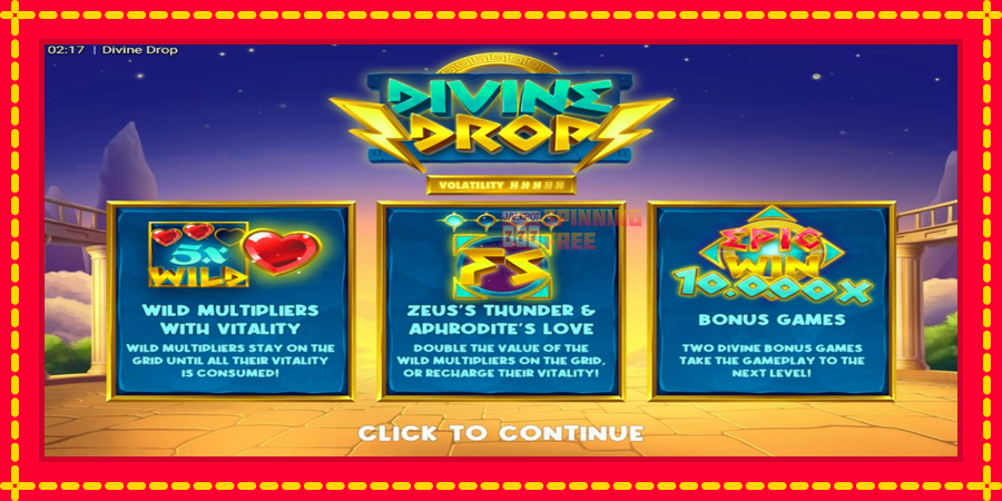 Divine Drop mesin slot dengan animasi cerah, gambar 1