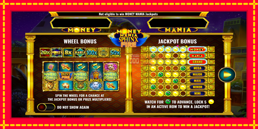 Money Mania Sphinx Fire mesin slot dengan animasi cerah, gambar 1