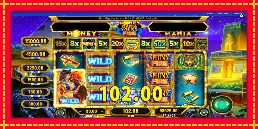 Money Mania Sphinx Fire mesin slot dengan animasi cerah, gambar 4