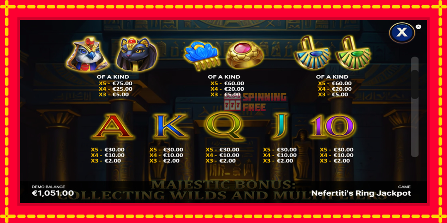 Nefertitis Ring Jackpot mesin slot dengan animasi cerah, gambar 6