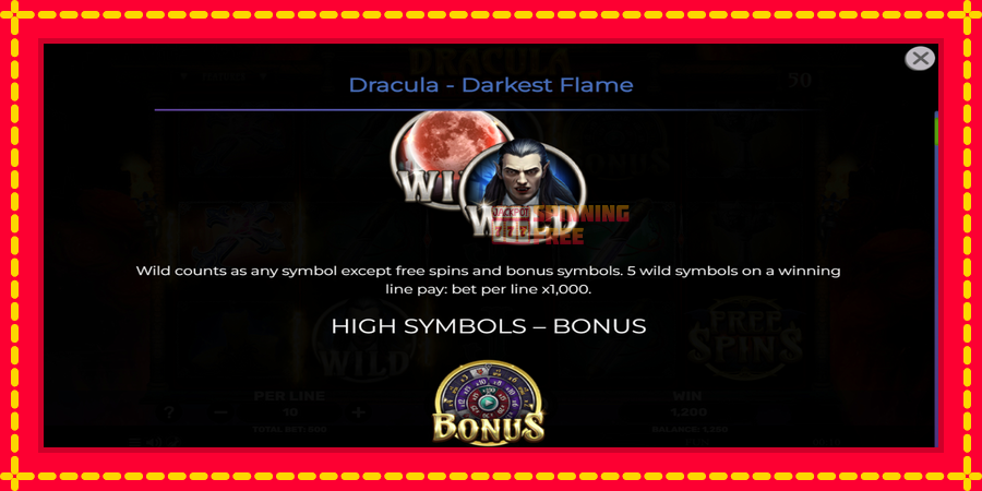 Dracula - Darkest Flame mesin slot dengan animasi cerah, gambar 5