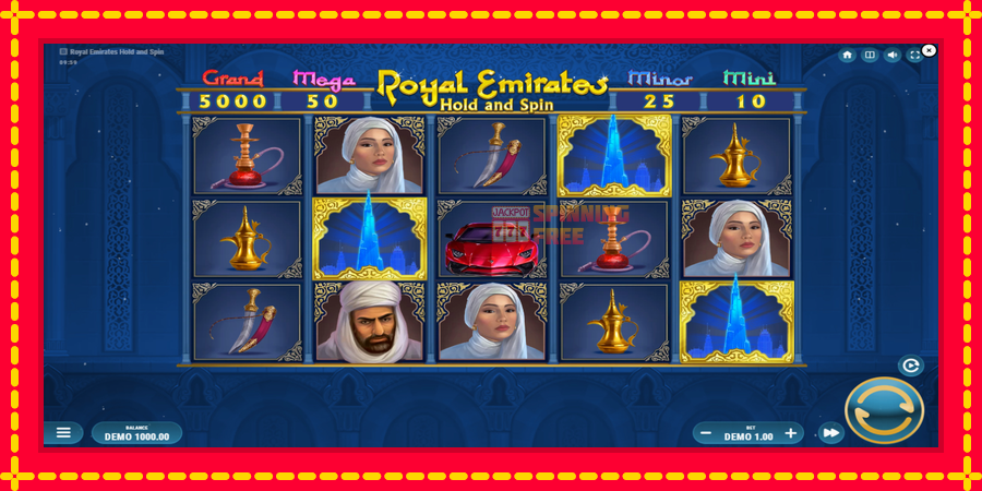 Royal Emirates Hold and Spin mesin slot dengan animasi cerah, gambar 2