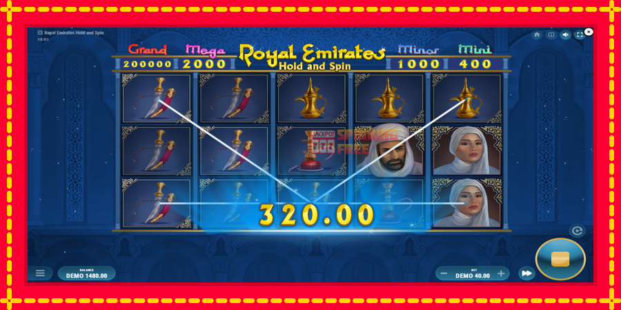 Royal Emirates Hold and Spin mesin slot dengan animasi cerah, gambar 4