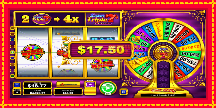 Super Triple 7s Classic mesin slot dengan animasi cerah, gambar 2