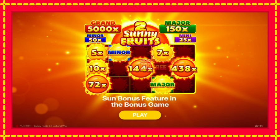 Sunny Fruits 2: Hold and Win mesin slot dengan animasi cerah, gambar 1