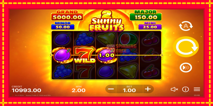 Sunny Fruits 2: Hold and Win mesin slot dengan animasi cerah, gambar 3