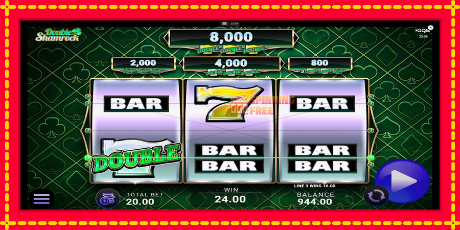 Double Shamrock mesin slot dengan animasi cerah, gambar 2